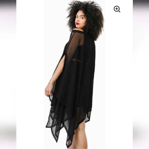 Foxblood Mesh Rhiannon Flowing Tunic Top Black One Size Fits All - Picture 2 of 14